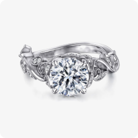 Gabriel & Co. "Martedi" 14k White Gold Floral Round Setting