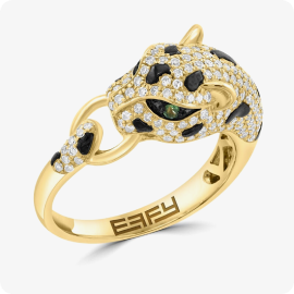 EFFY .60ctw. Diamond & Tsavorite Panther Ring in 14k Yellow Gold