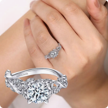 Gabriel & Co. "Martedi" 14k White Gold Floral Round Setting