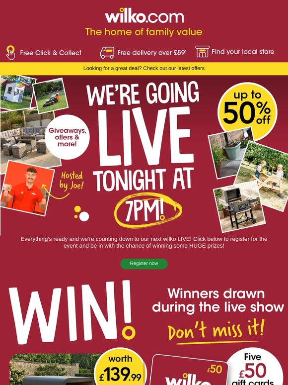 It's almost time for wilko LIVE! 🎬