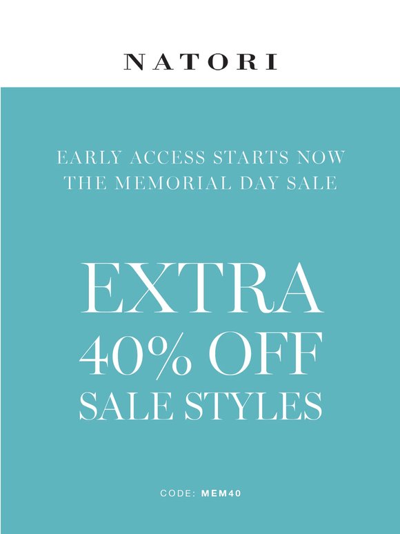 Early Access: Extra 40% Off Sale Styles