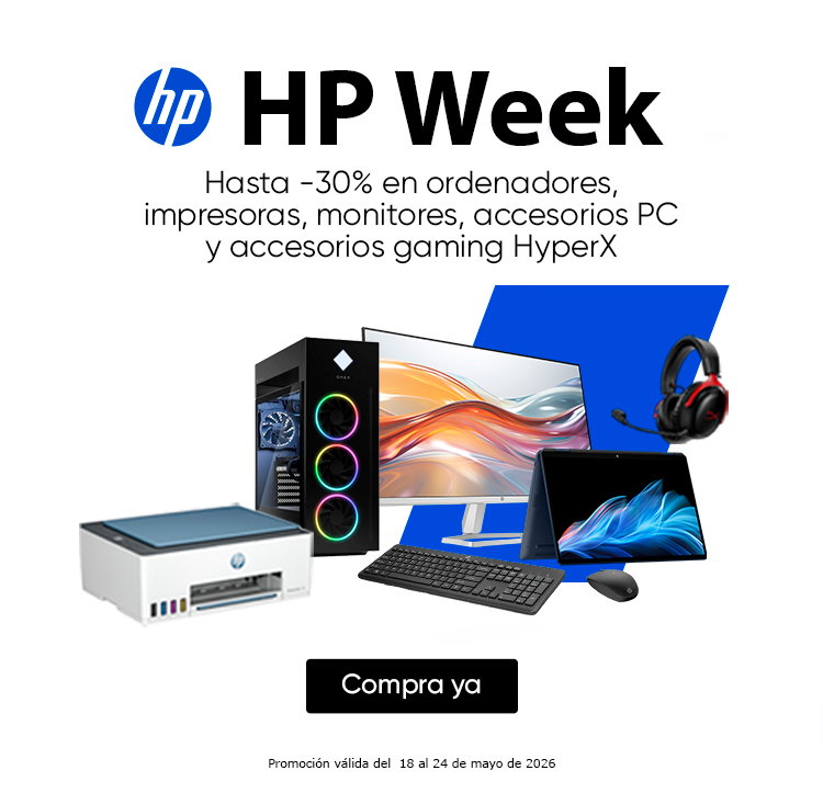 HP WEEK. HASTA -30% EN ORDENADORES , IMPRESORAS, MONITORES, ACCESORIOS PC Y ACCESORIOS GAMING HYPERX