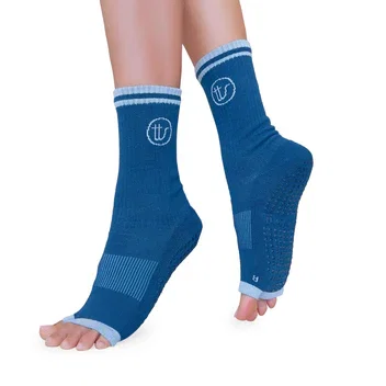 Tucketts Crew Pilates Socks - Non-Slip Grip, Open/Closed Toe, Barre & Yoga