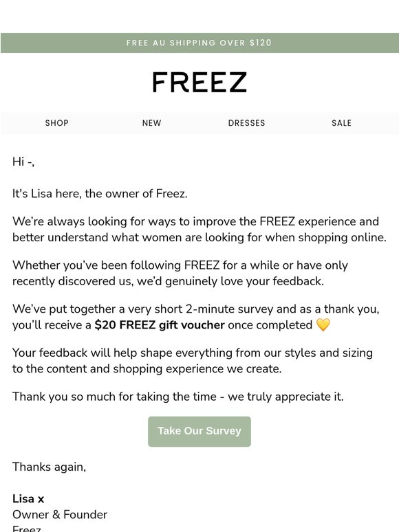 We would LOVE your help and we'll gift you $20!
