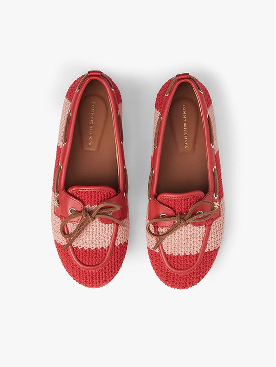 Two Tone Woven Flexible Boat Shoes