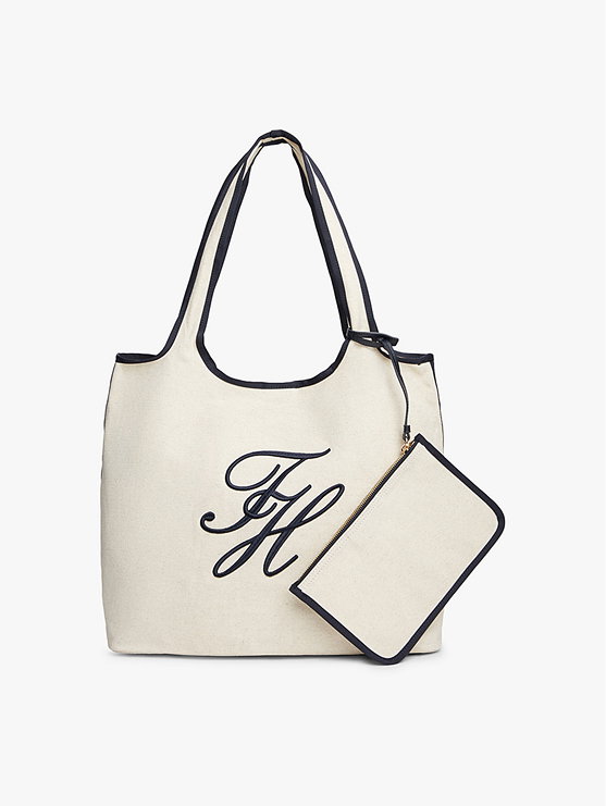 Canvas Beach Tote Bag With Pouch