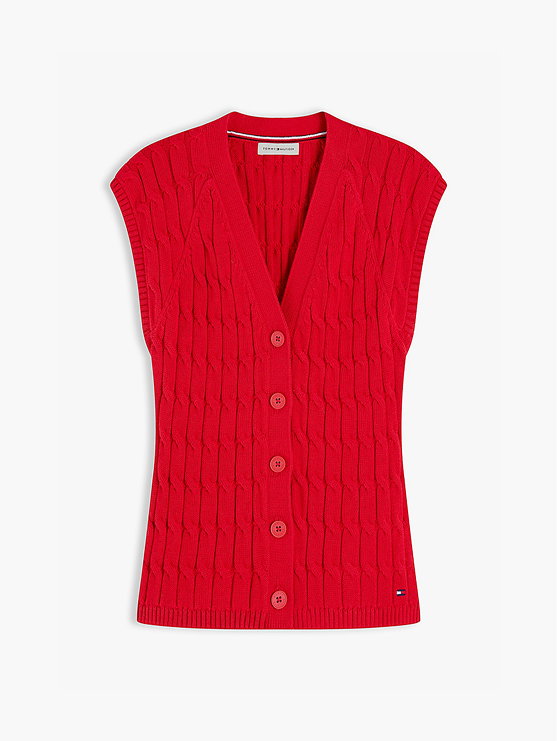Cable Knit Slim Cap Sleeve Cardigan