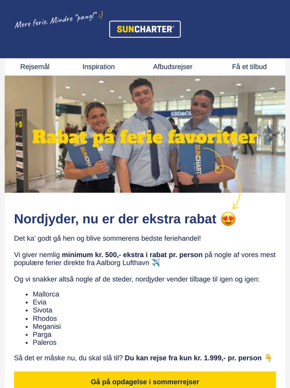 Nordjyder, nu er der ekstra rabat på ferie-favoritterne! 😍