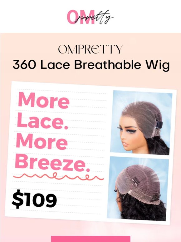 $109 🌬️ 360 Breathable Lace Wig