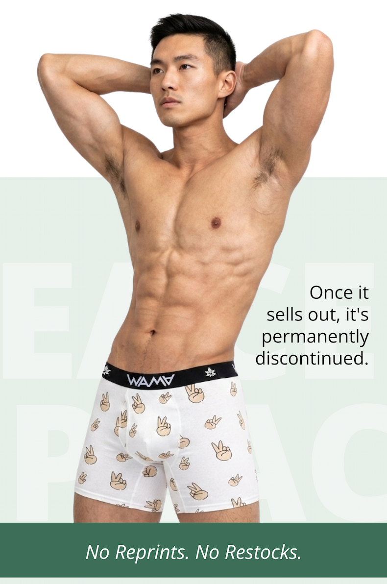 Male model wearing WAMA Underwear