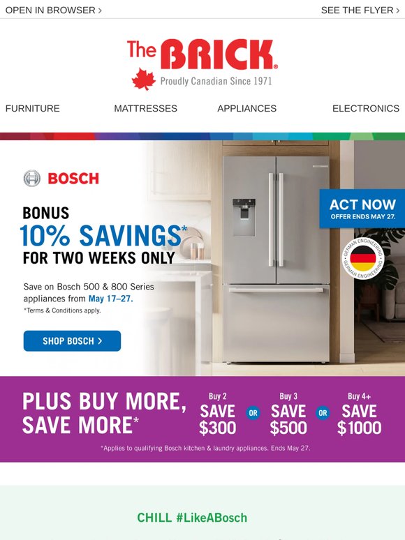 ⏰ Bosch Flash Sale: Bonus 10% + Up to $1000 Off
