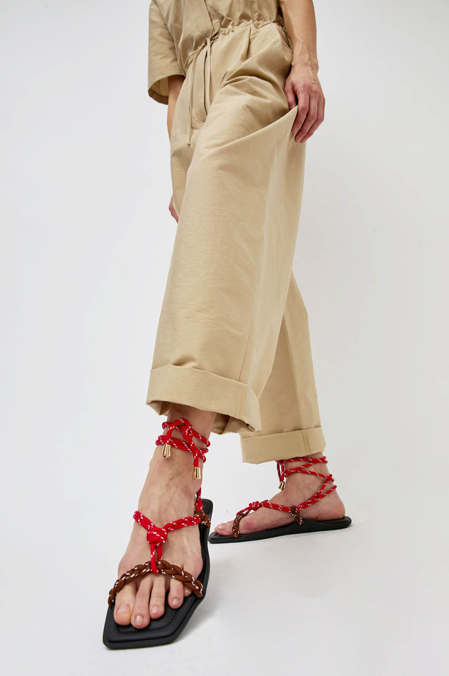 Flòwze Flò Square Sandal in Red and Brown