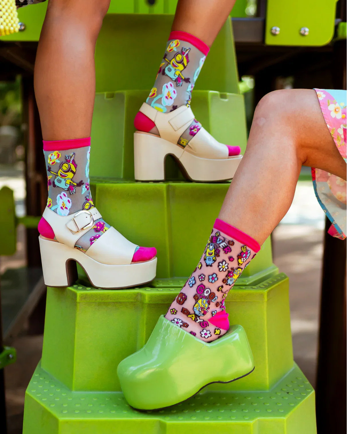 Image of Minions Floral Shimmer Sheer Socks Bundle