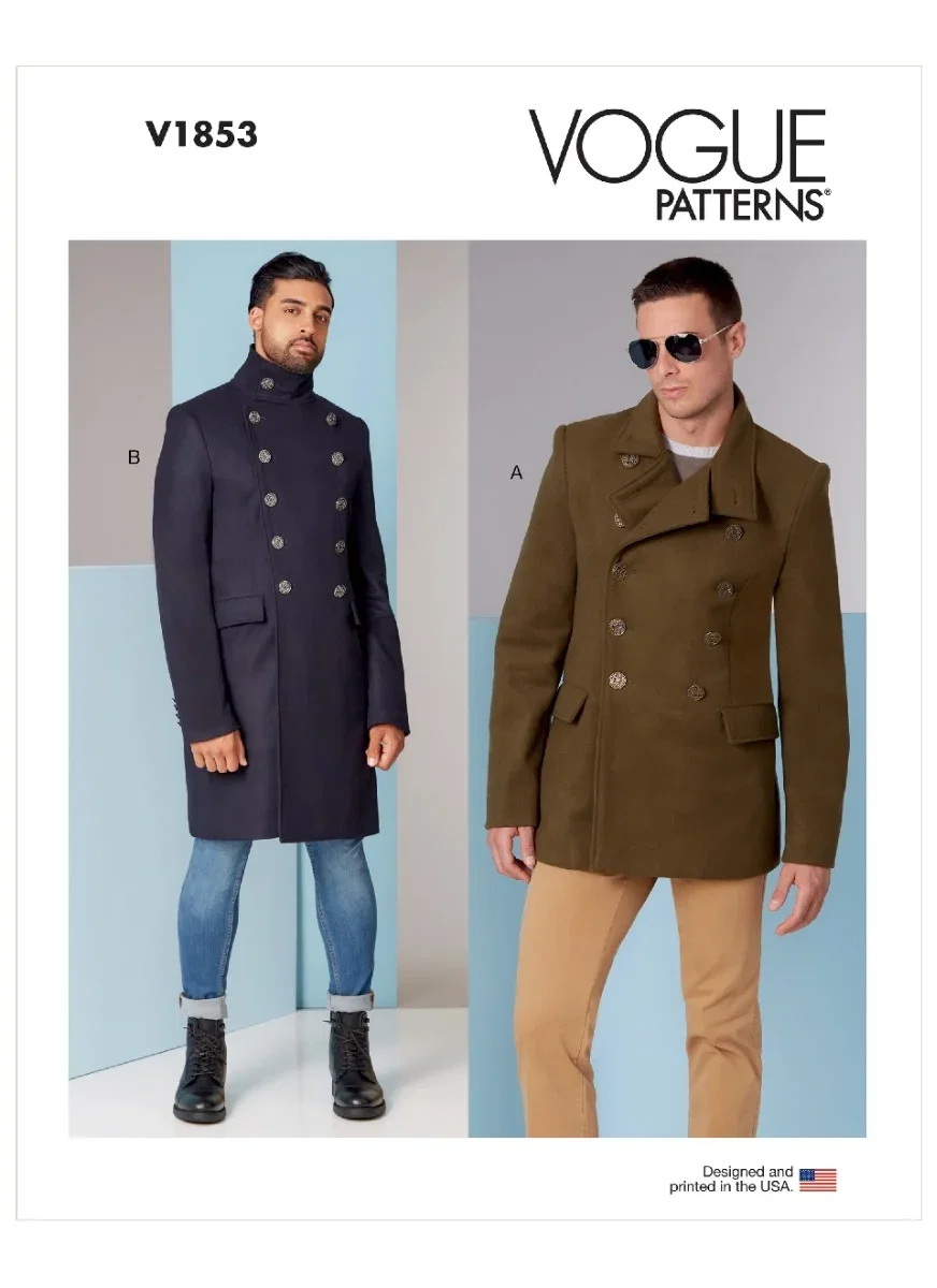 Image of Vogue Sewing Pattern 1853 (MXX) - Mens Coat 40-46 V1853MXX 40-46