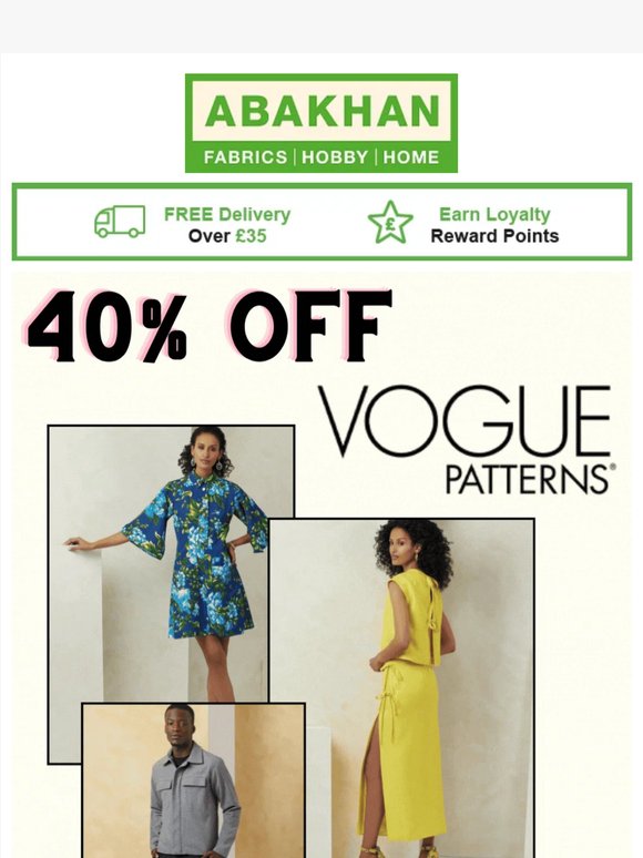 40% OFF Vogue Sewing Patterns - 1 Day Only!