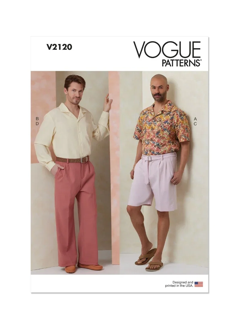 Image of Vogue Sewing Pattern 2120 (BB) Men's Shirt, Shorts, Pants & Belt  44-46-48-50-52