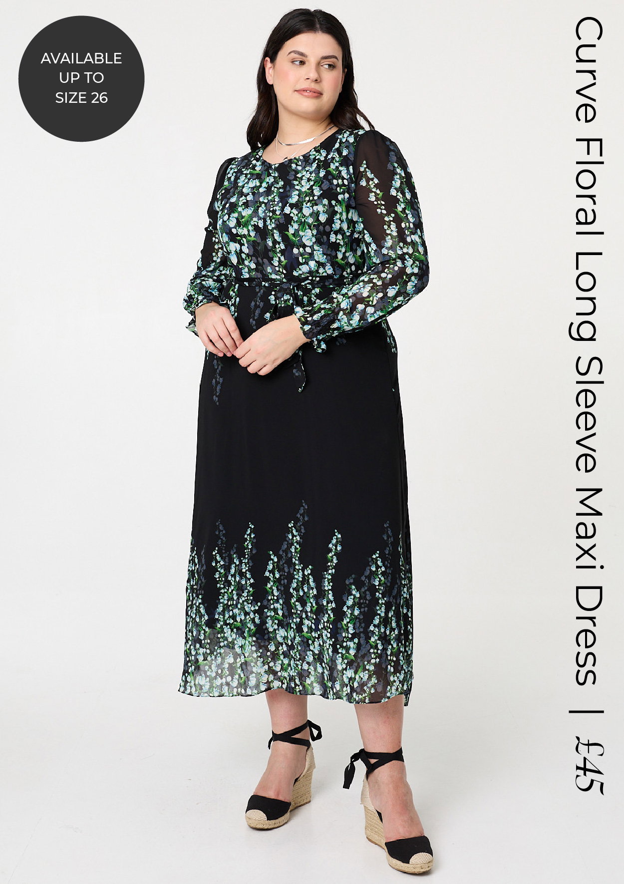 Curve Floral Long Sleeve Maxi Dress | Shop Now