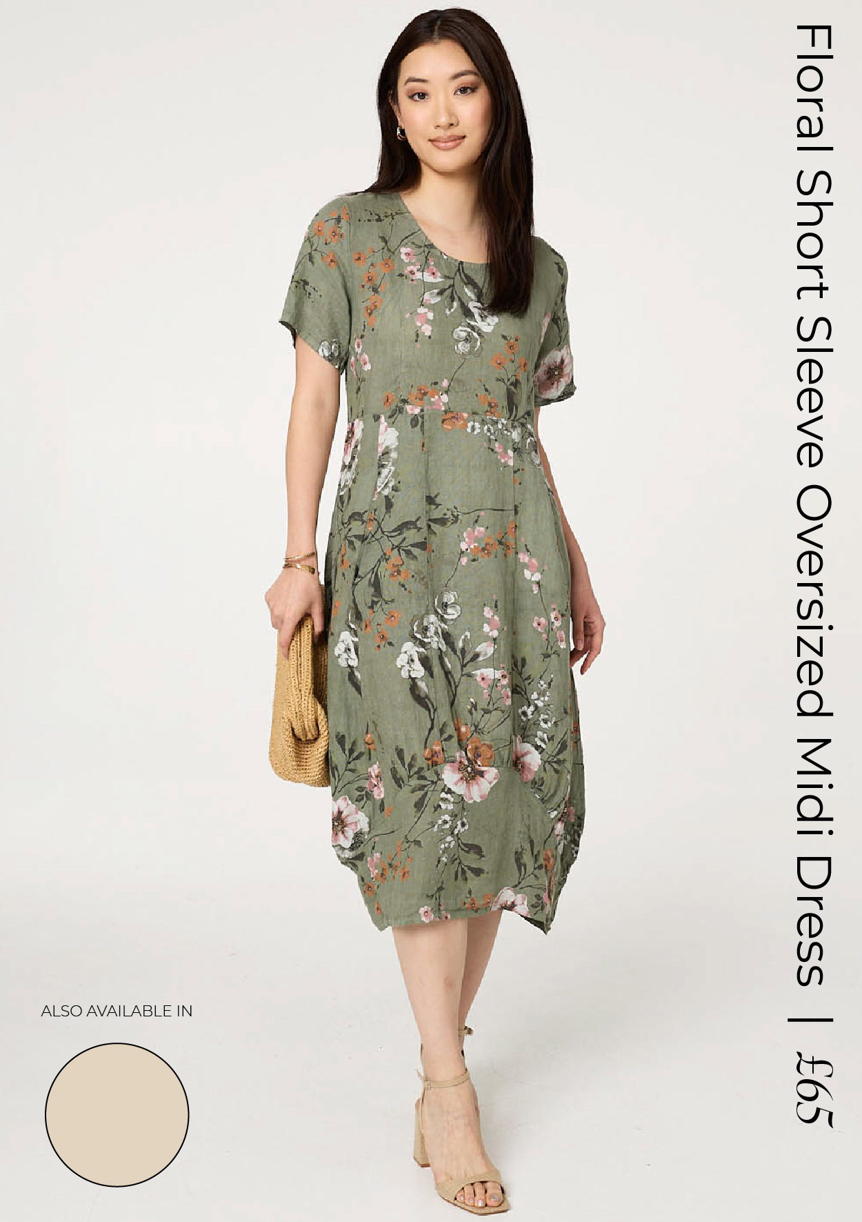 Floral Short Sleeve Oversized Midi Dress | Shop Now