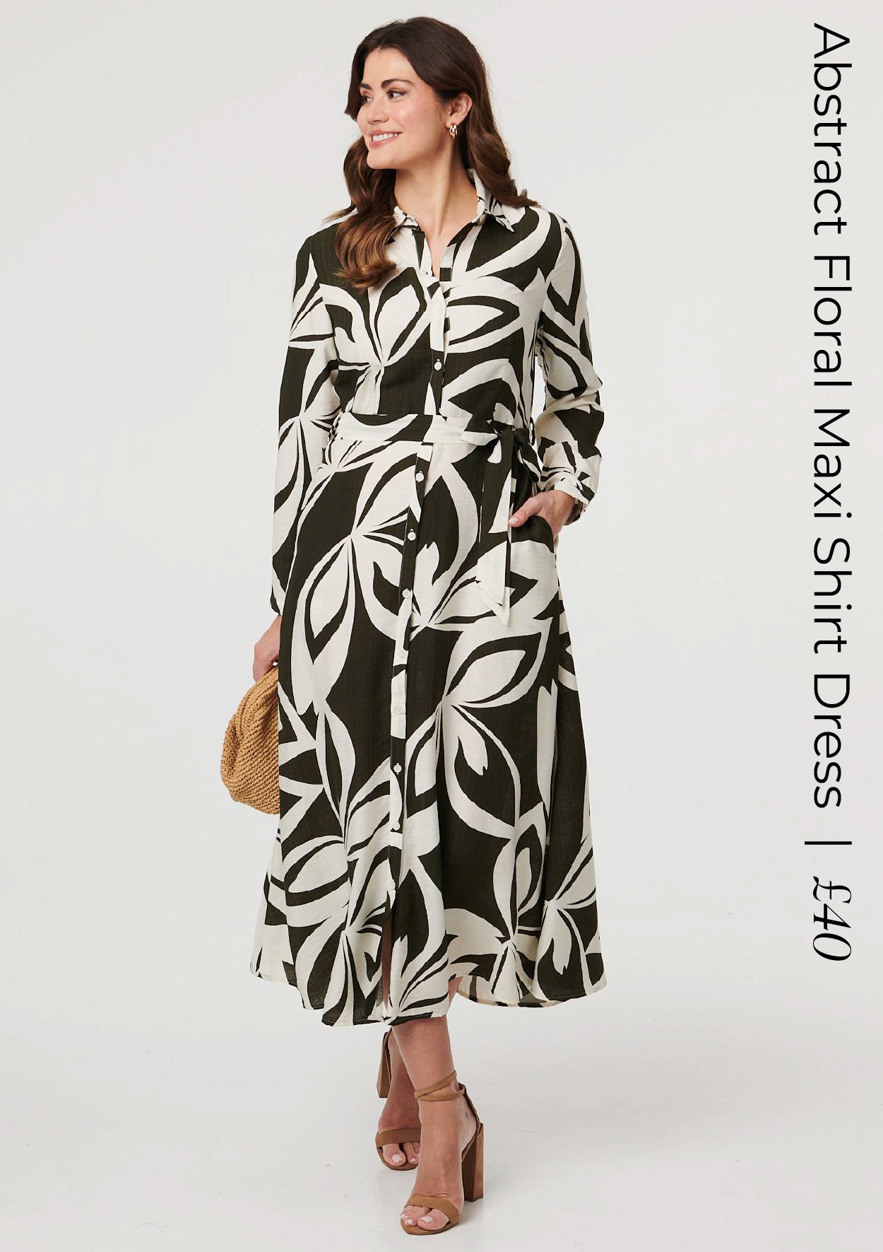 Abstract Floral Maxi Shirt Dress | Shop Now