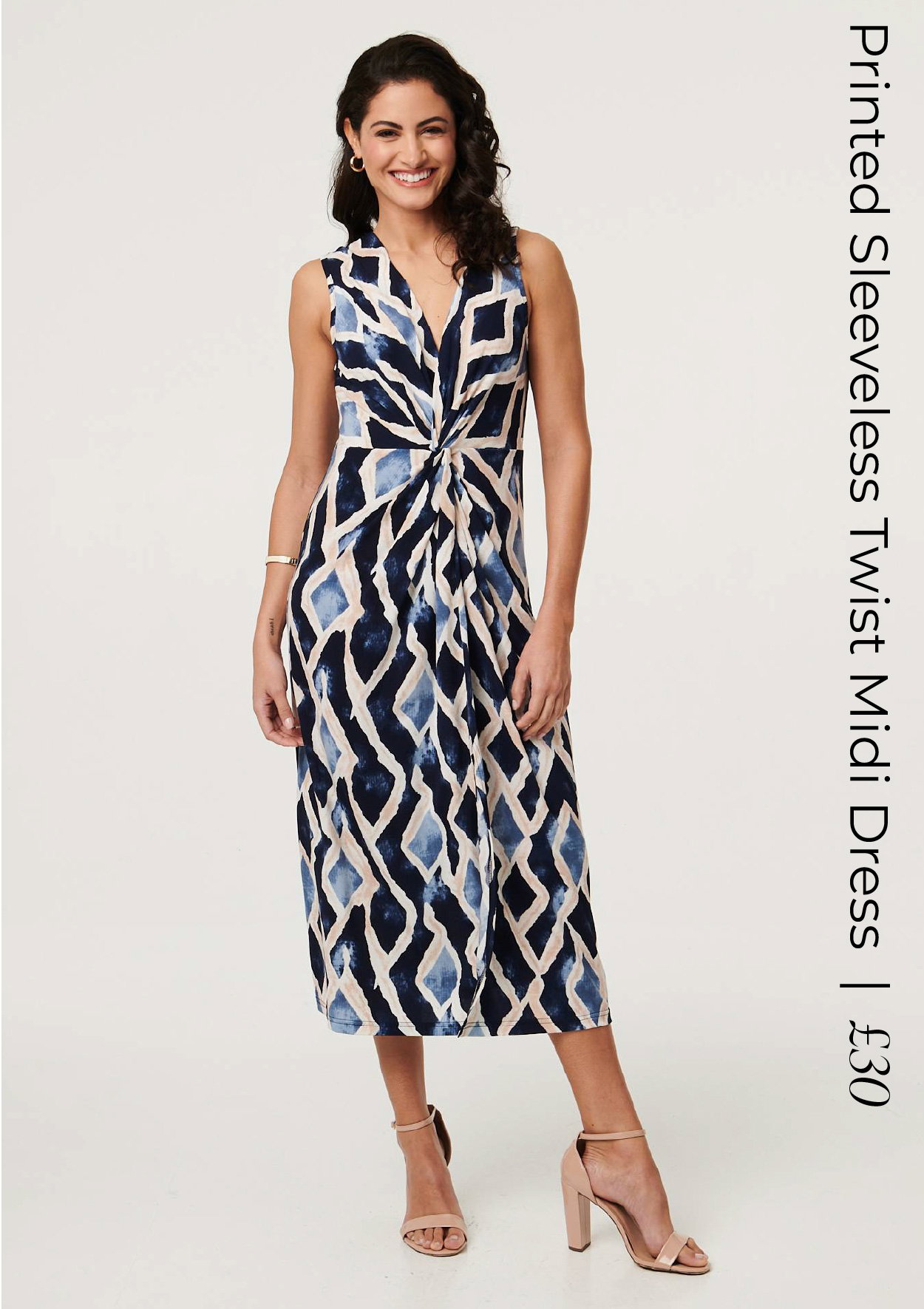 Printed Sleeveless Twist Midi Dress | Shop Now