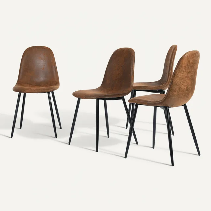 MEUBLES COSY Lot de 4 Chaises Vintage Assise Rembourrée En Suédine 41x50x84 Cm