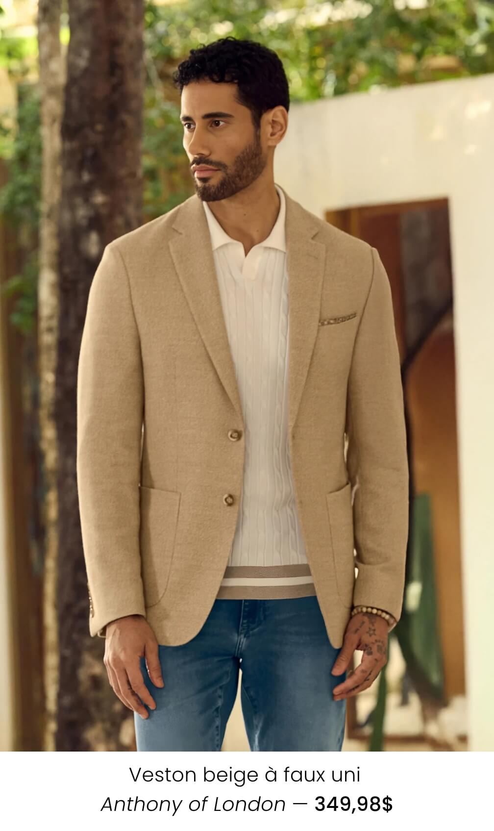 Veston beige à faux uni