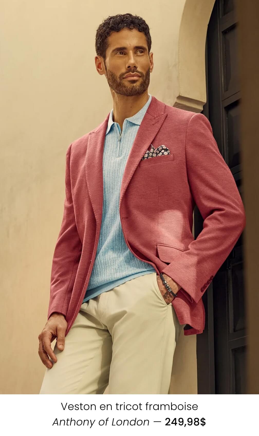Veston en tricot framboise