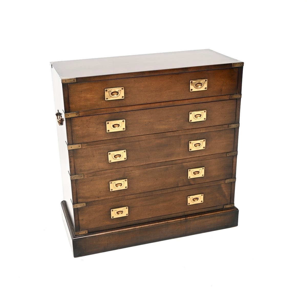 Antique Mahogany Military Campaign Style Chest Of Drawers