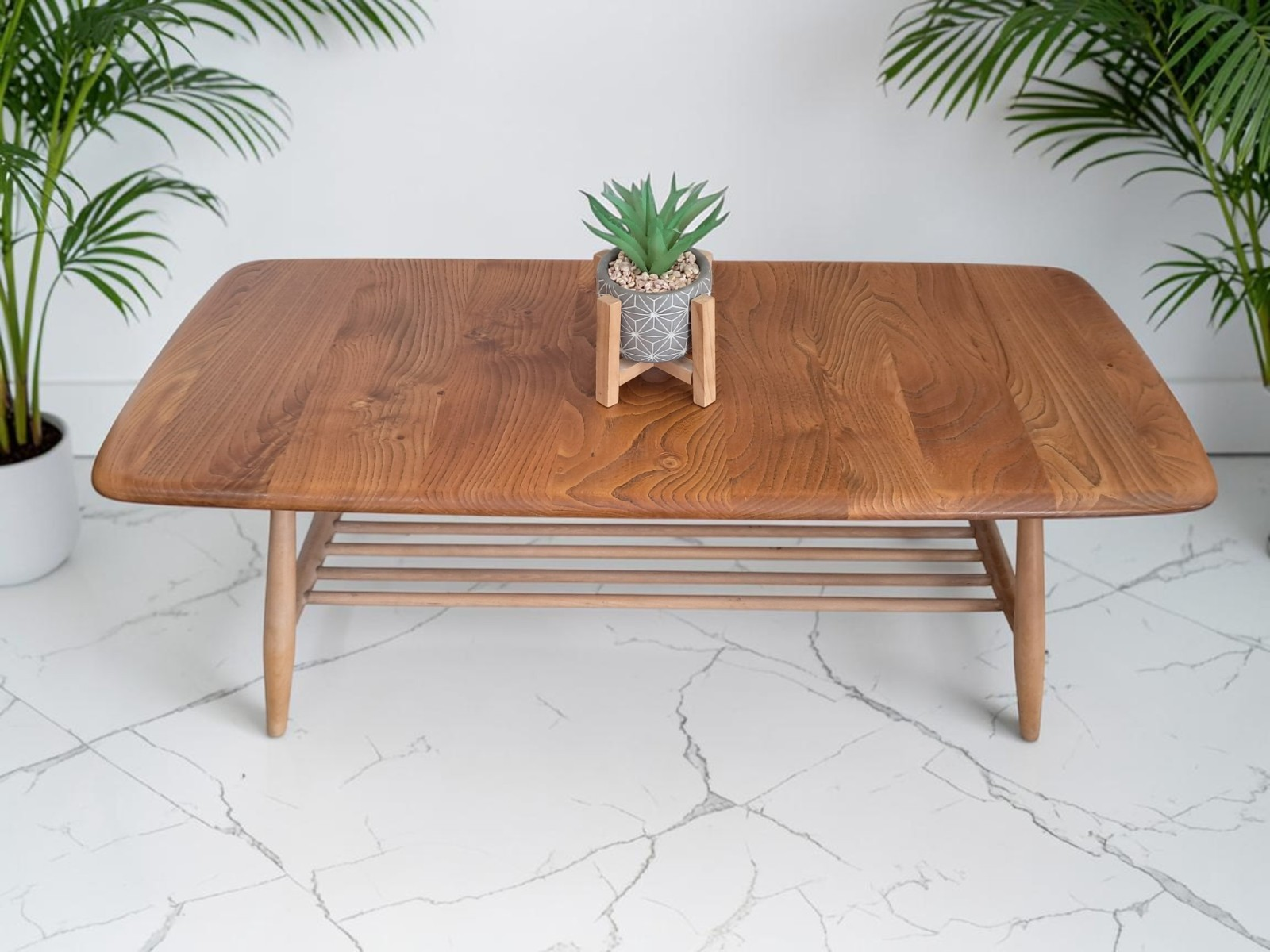 Mid Century Ercol Plank Coffee Table Solid Elm Vintage Retro Restored 1970's