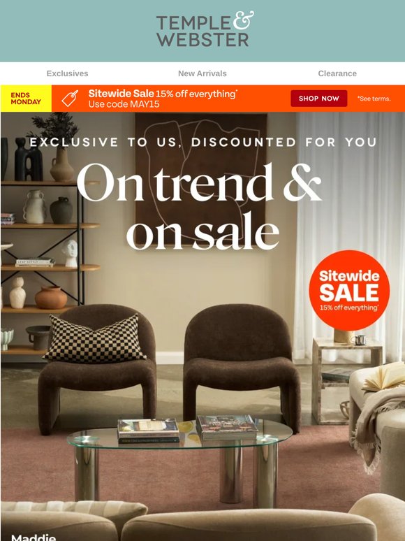 Inside: 15% off our top trends