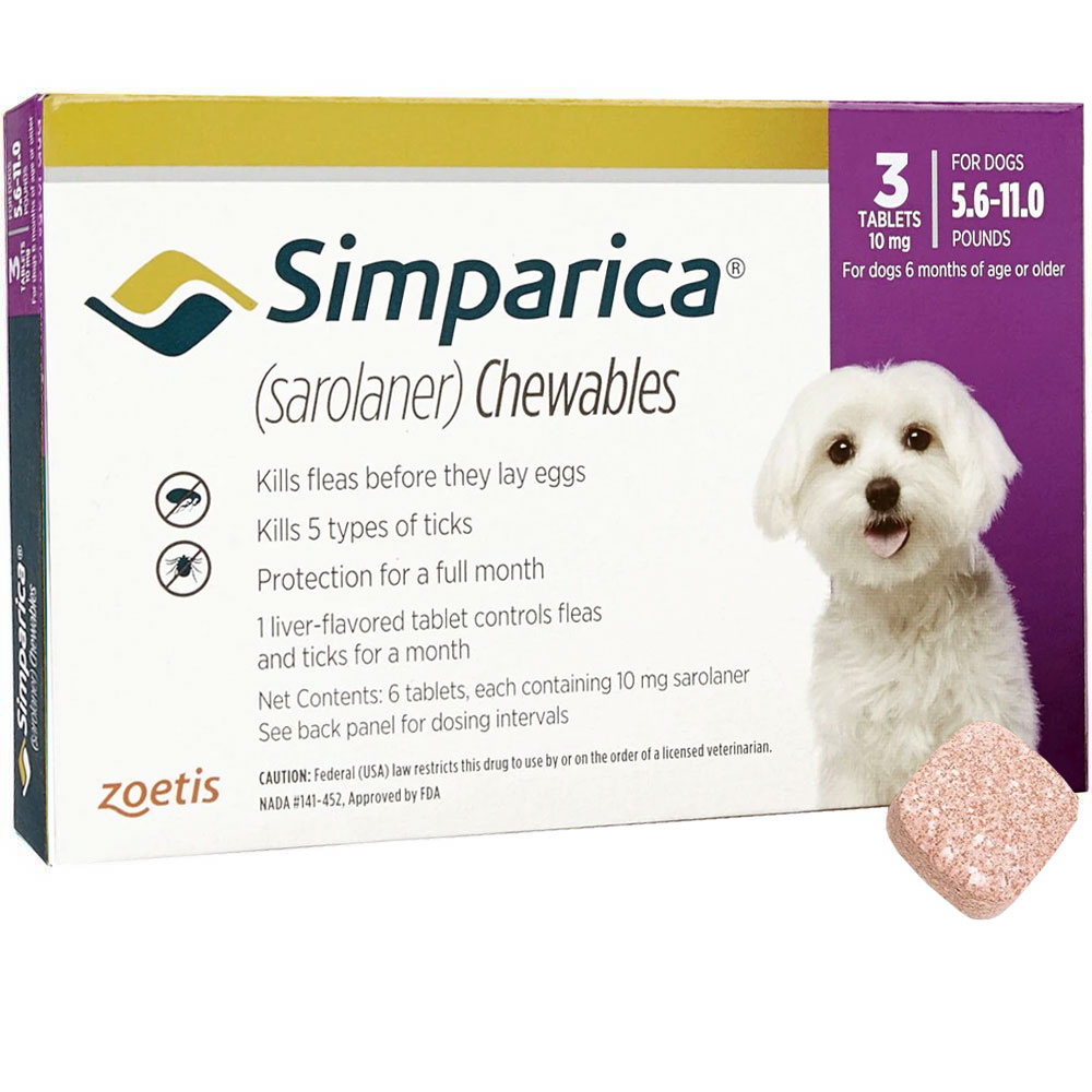 Image of Simparica 5.6-11 Dogs, 3 Chewable Tablets