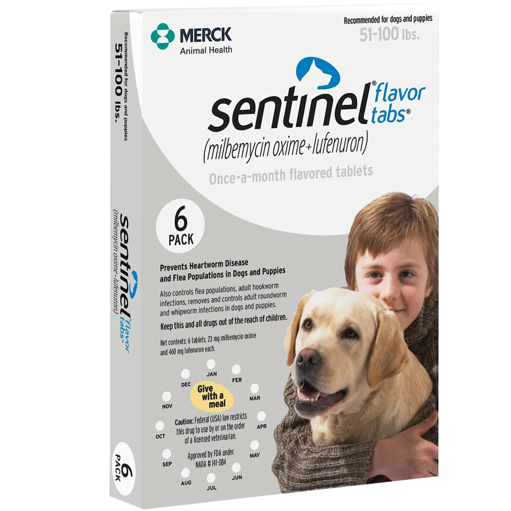 Image of Sentinel 51-100 lbs White, 6 Ct, Flavor Tabs for Dogs
