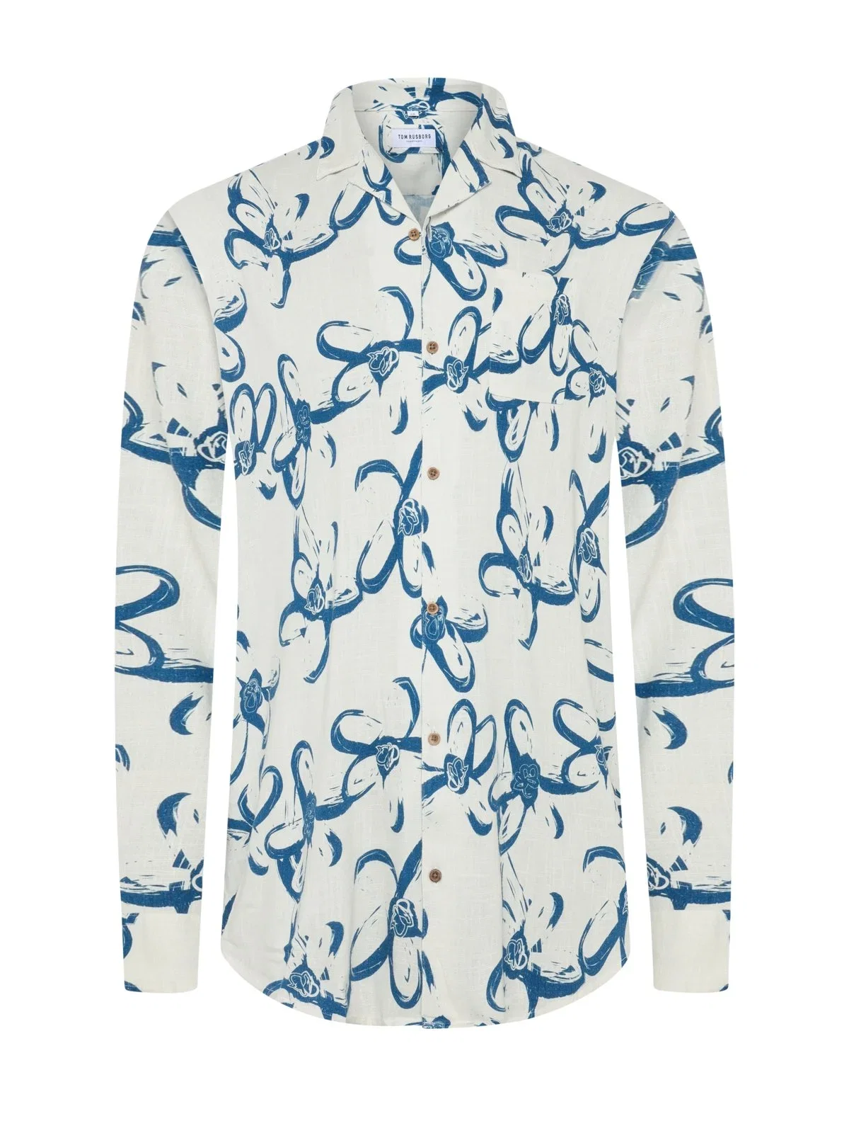 Summer shirt with linen blend and floral print
