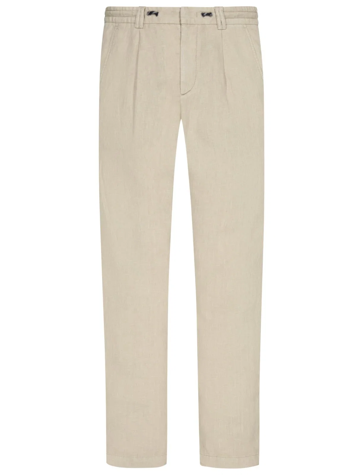 Lightweight linen trousers with drawstring and pleat