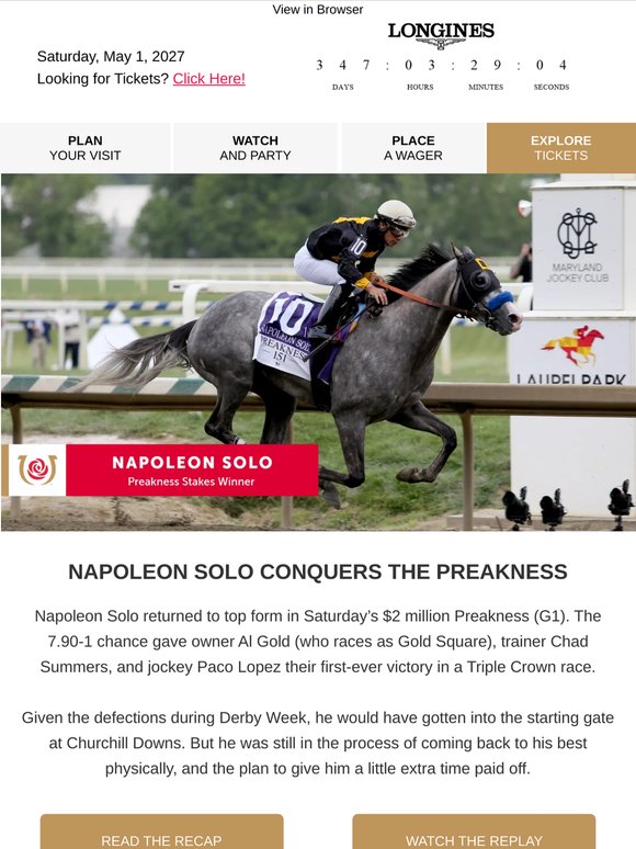 Napoleon Solo Wins the Preakness! 🐎