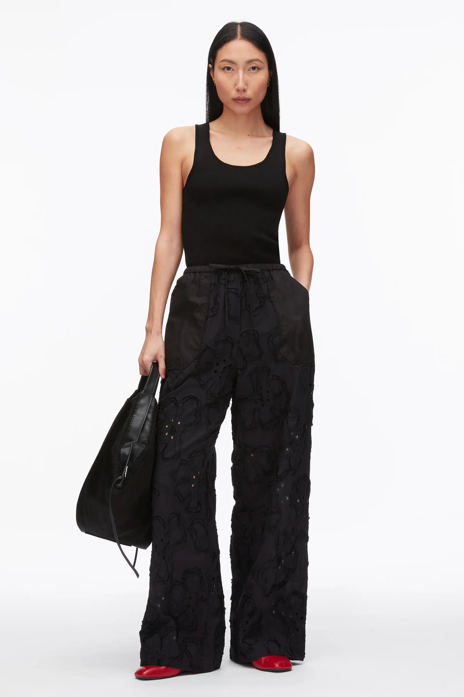 Image of Embroidered Straight Leg Pull On Pants
