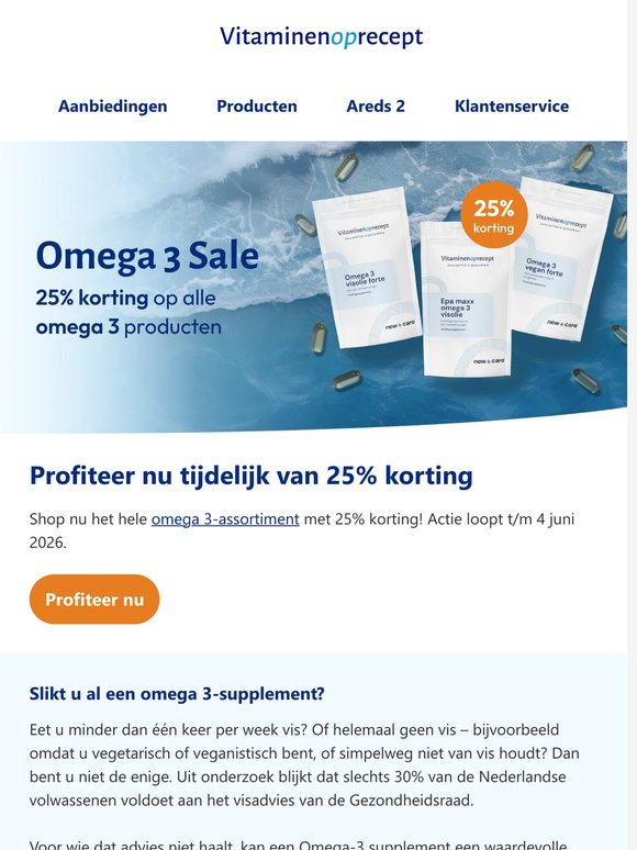 25% korting op onze omega 3-producten