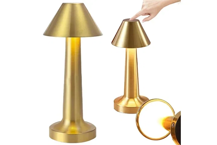 Retro Oppladbar Bordlampe i Metall Dimbar Gull
