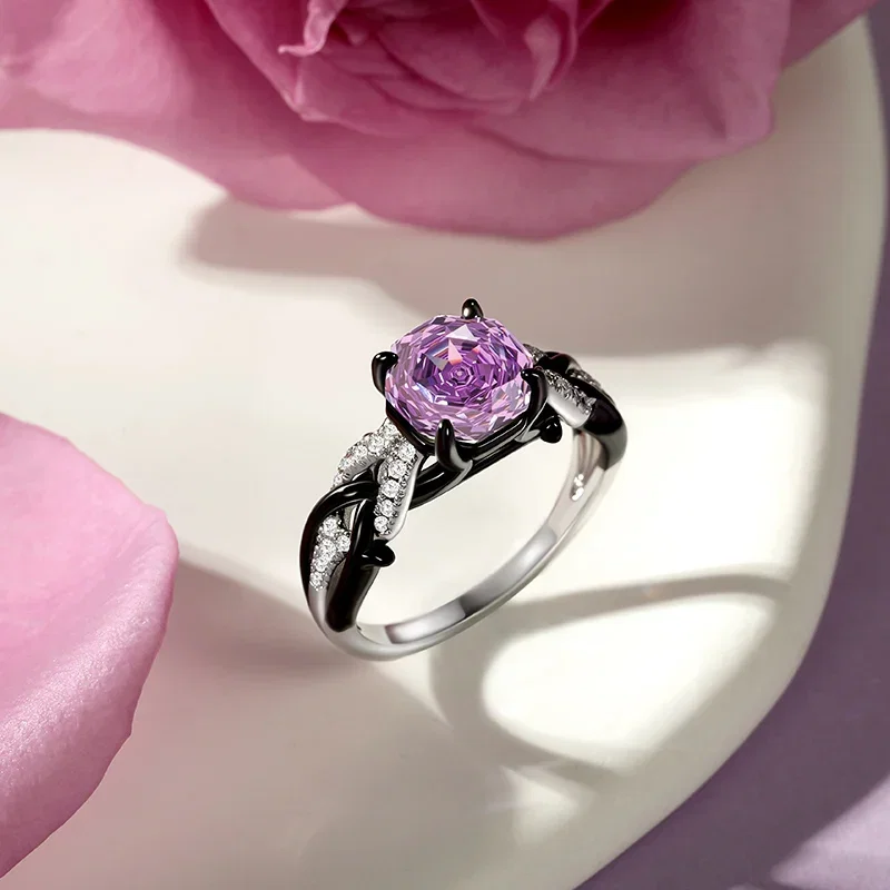  Twisted Two Tone Thorn Octagonal Rose Cut Engagement Ring