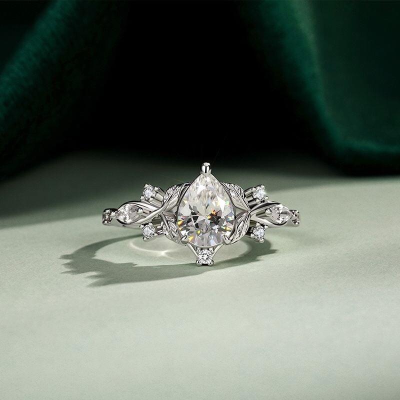 Custom Double Infinity Pear Cut Leaf Engagement Ring