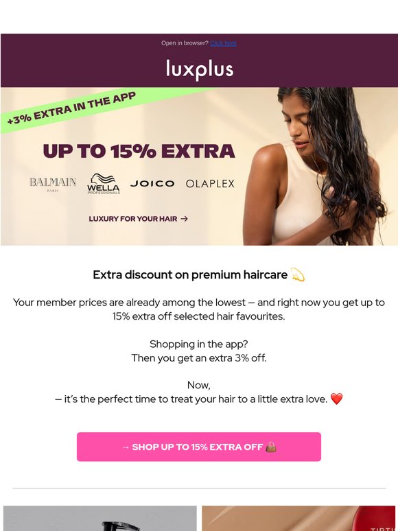 Save an extra 15% on luxury haircare! ✨