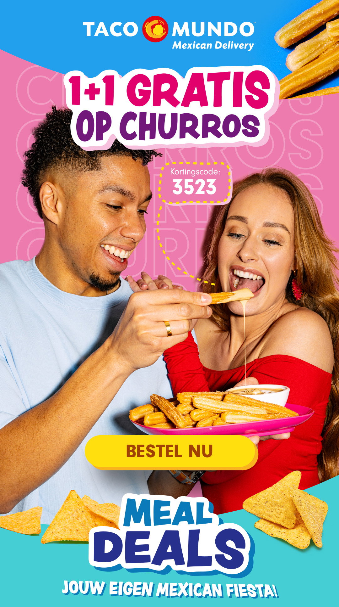 Geniet van een extra portie Churros, perfect voor jezelf of om te delen! Gebruik de code: 3523