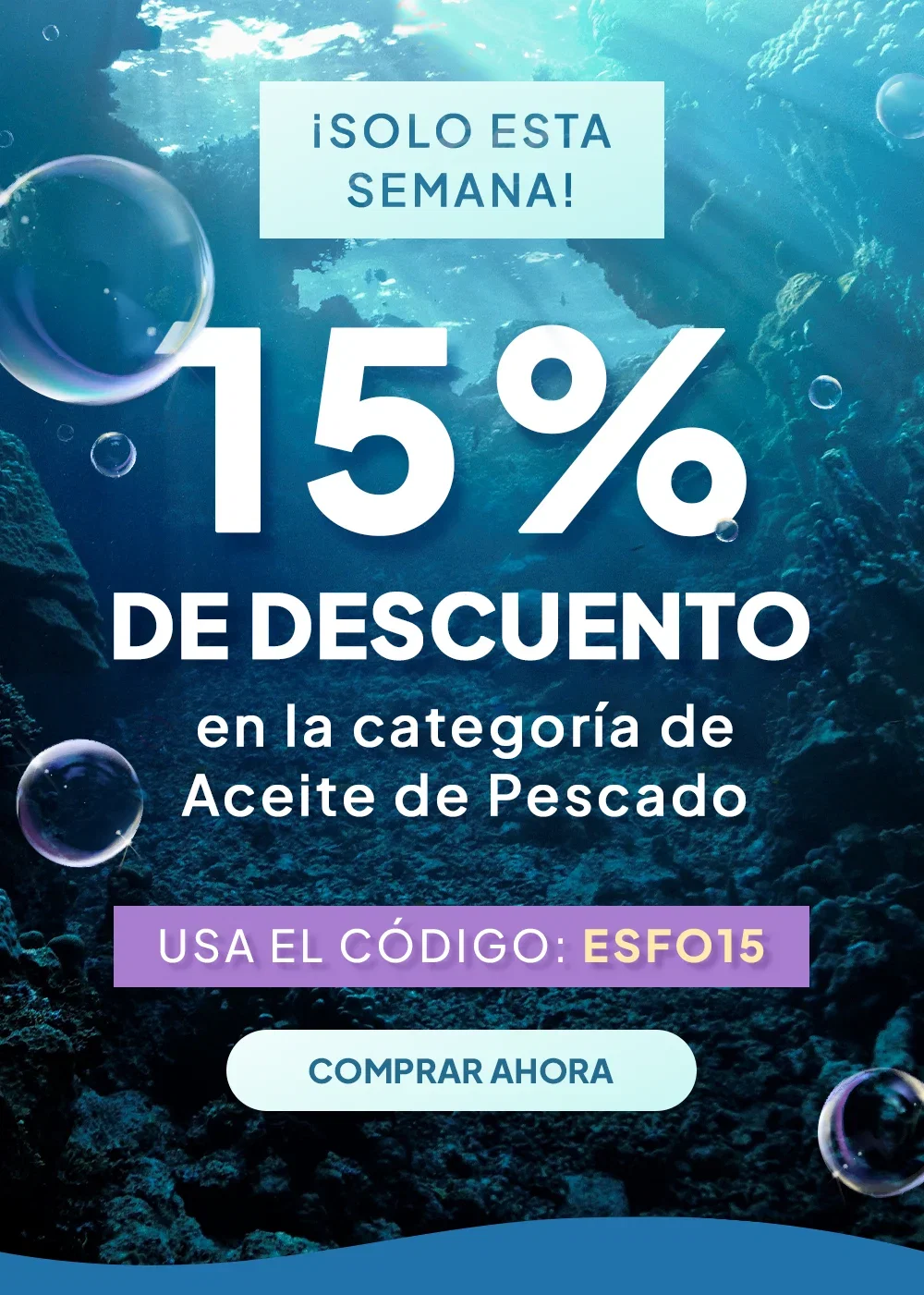 Solo Esta Semana! 15% de descuento en la categoria de aceite de pescaod usa el código ESFO15