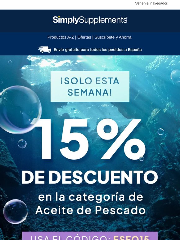 ¡Ahorra un 15 % en aceites de pescado esta semana!