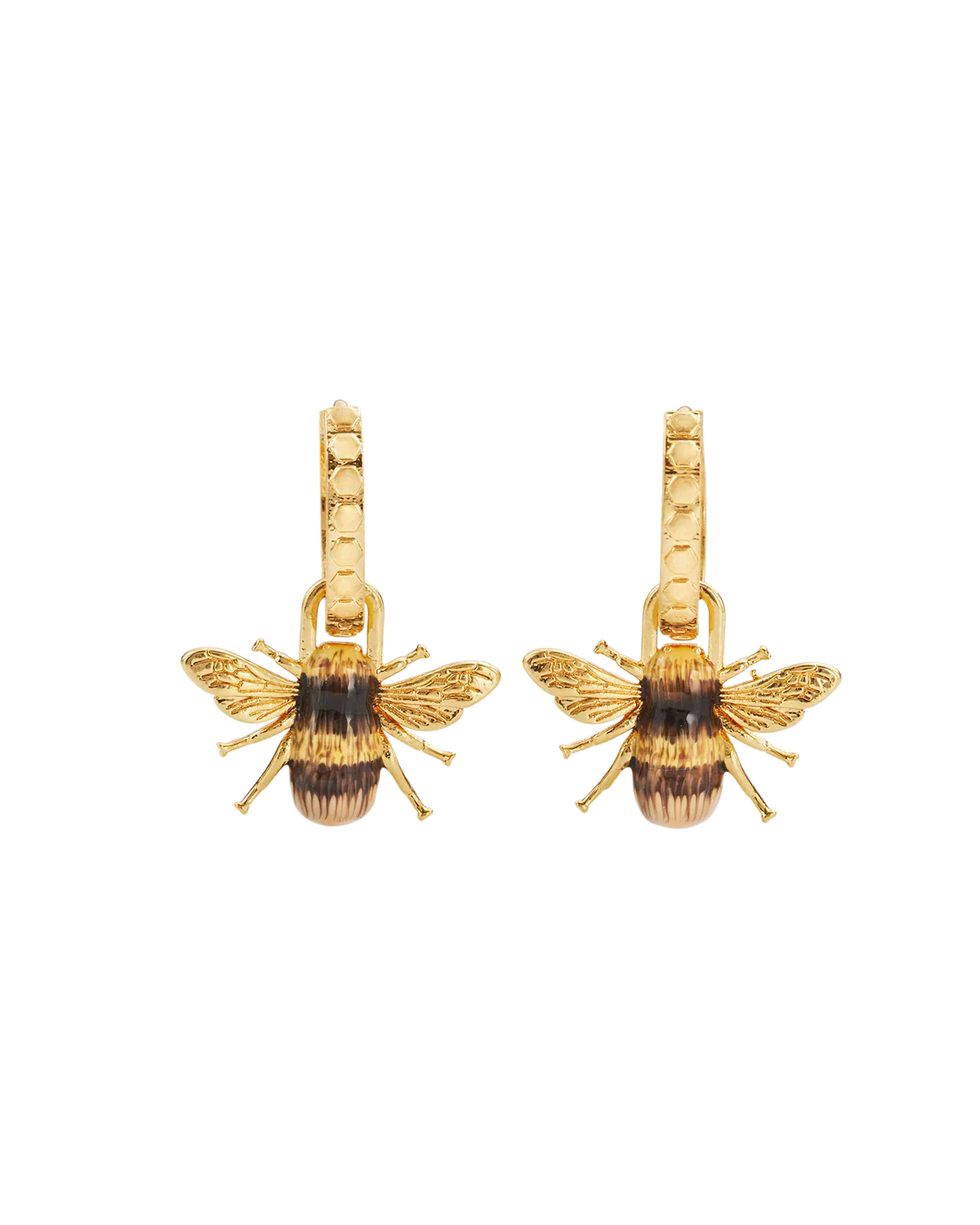 Image of Gold Honey Bee Huggie Earrings