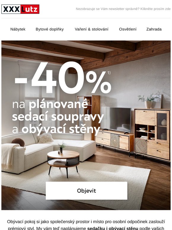 🛋️ -40 % na plánované sedačky a obývací stěny
