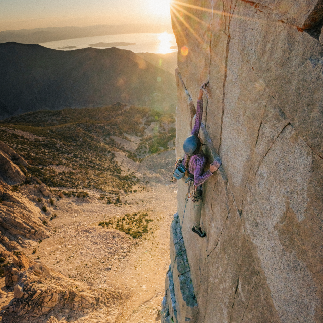 A women climbing