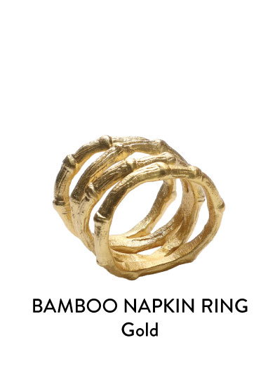 Bamboo Napkin Ring in Gold, Set of 4