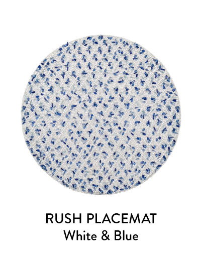 Rush Placemat in White & Blue, Set of 2