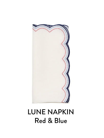 Lune Napkin in White, Red & Blue, Set of 4